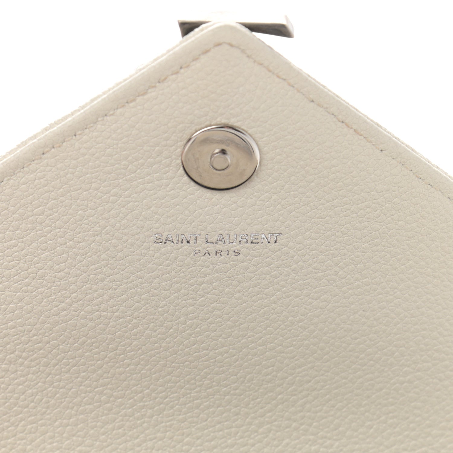 Saint Laurent Grained Calfskin Matelasse Chevron Monogram Classic Baby Chain Bag White 7 of 11