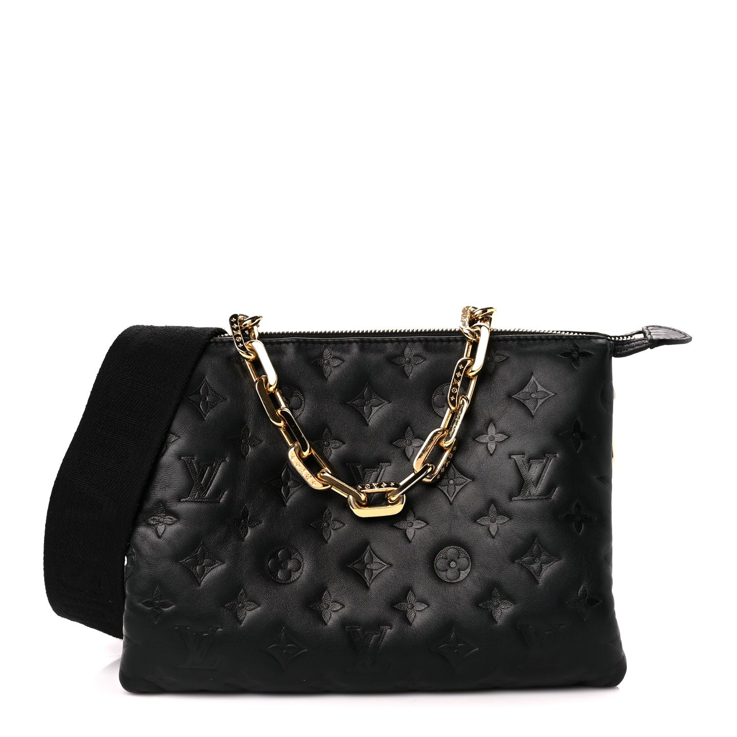 Lambskin Embossed Monogram Coussin PM Black
