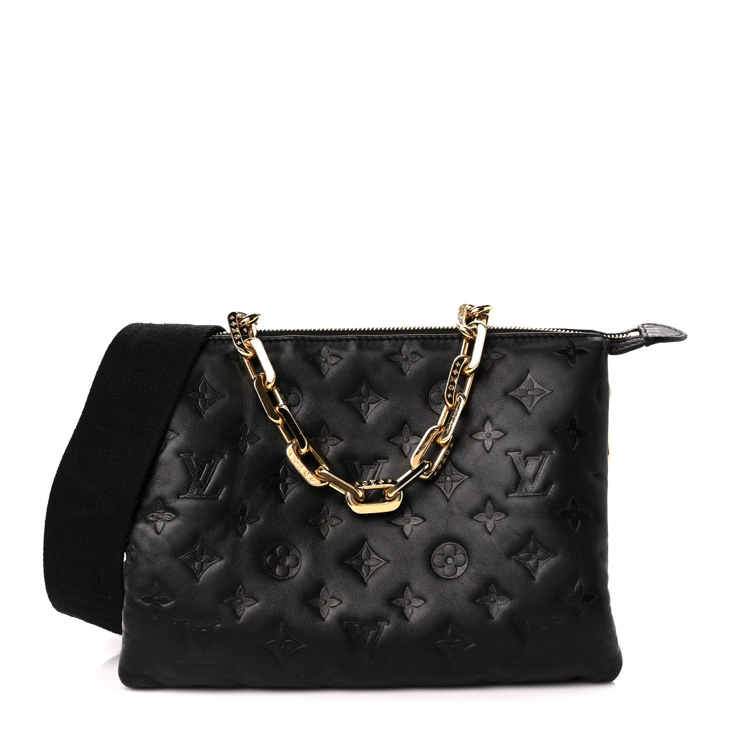 Louis Vuitton Lambskin Embossed Monogram Coussin PM Black 1 of 13