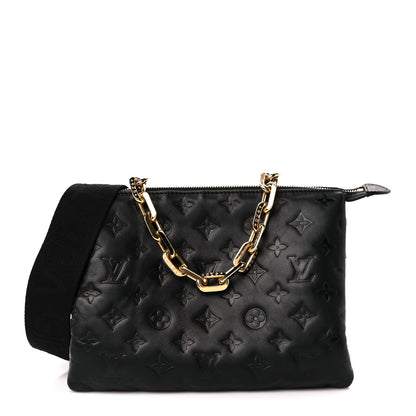Louis Vuitton Lambskin Embossed Monogram Coussin PM Black 1 of 13