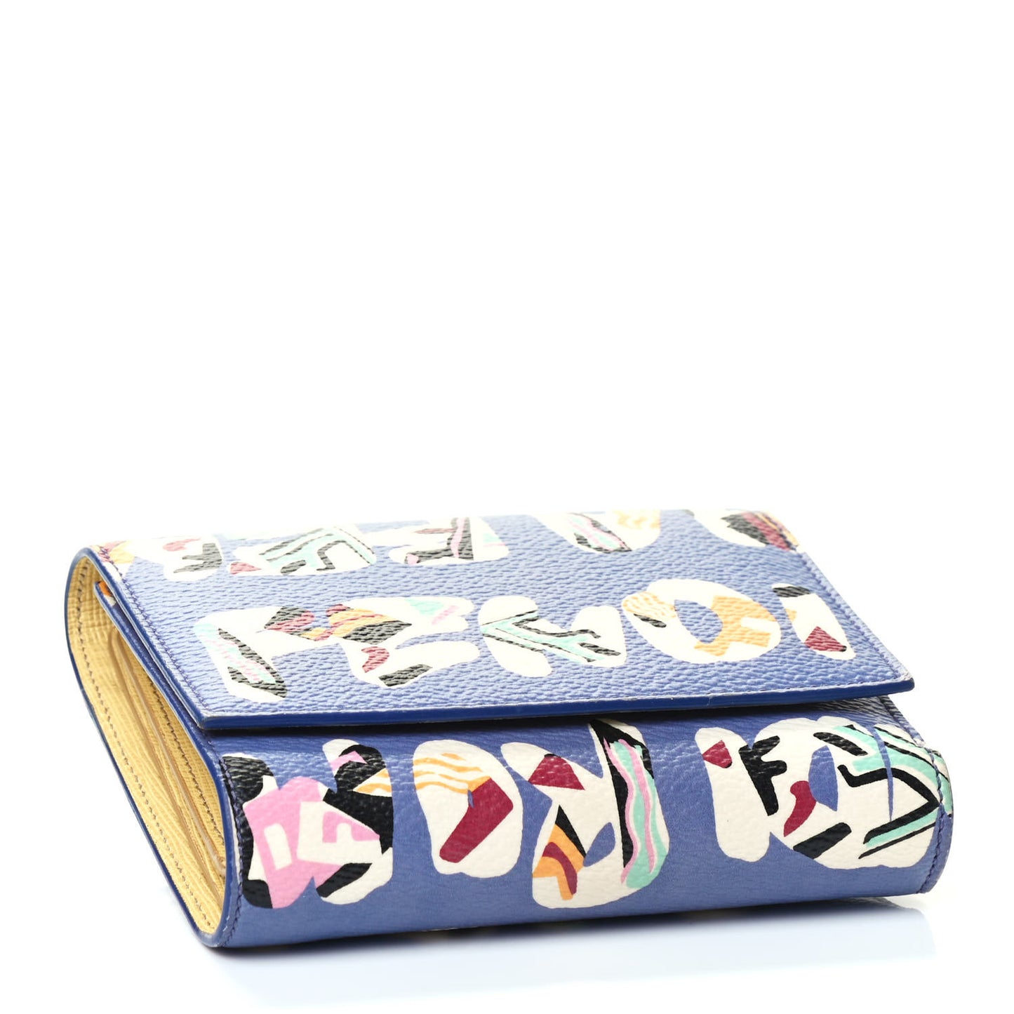 Glazed Fabric Vitello Elite Fendi Roma French Wallet Cassis Paglia