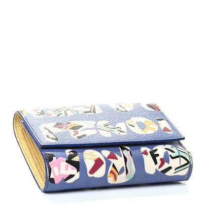 Fendi Glazed Fabric Vitello Elite Fendi Roma French Wallet Cassis Paglia 3 of 4