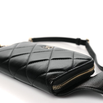 Chanel Shiny Lambskin Gusset Zip Around Waist Belt Wallet Black 11 of 11
