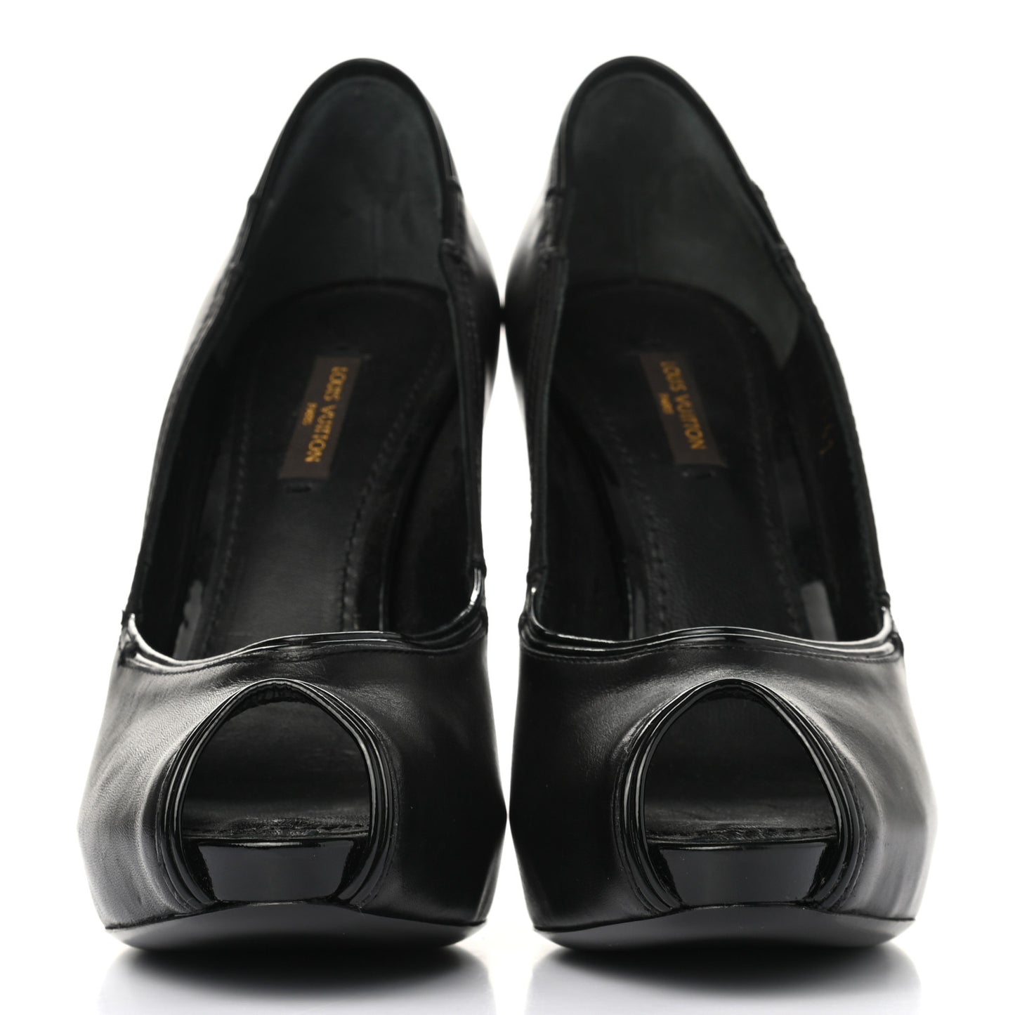 Calfskin Peep Toe Pumps 38 Black