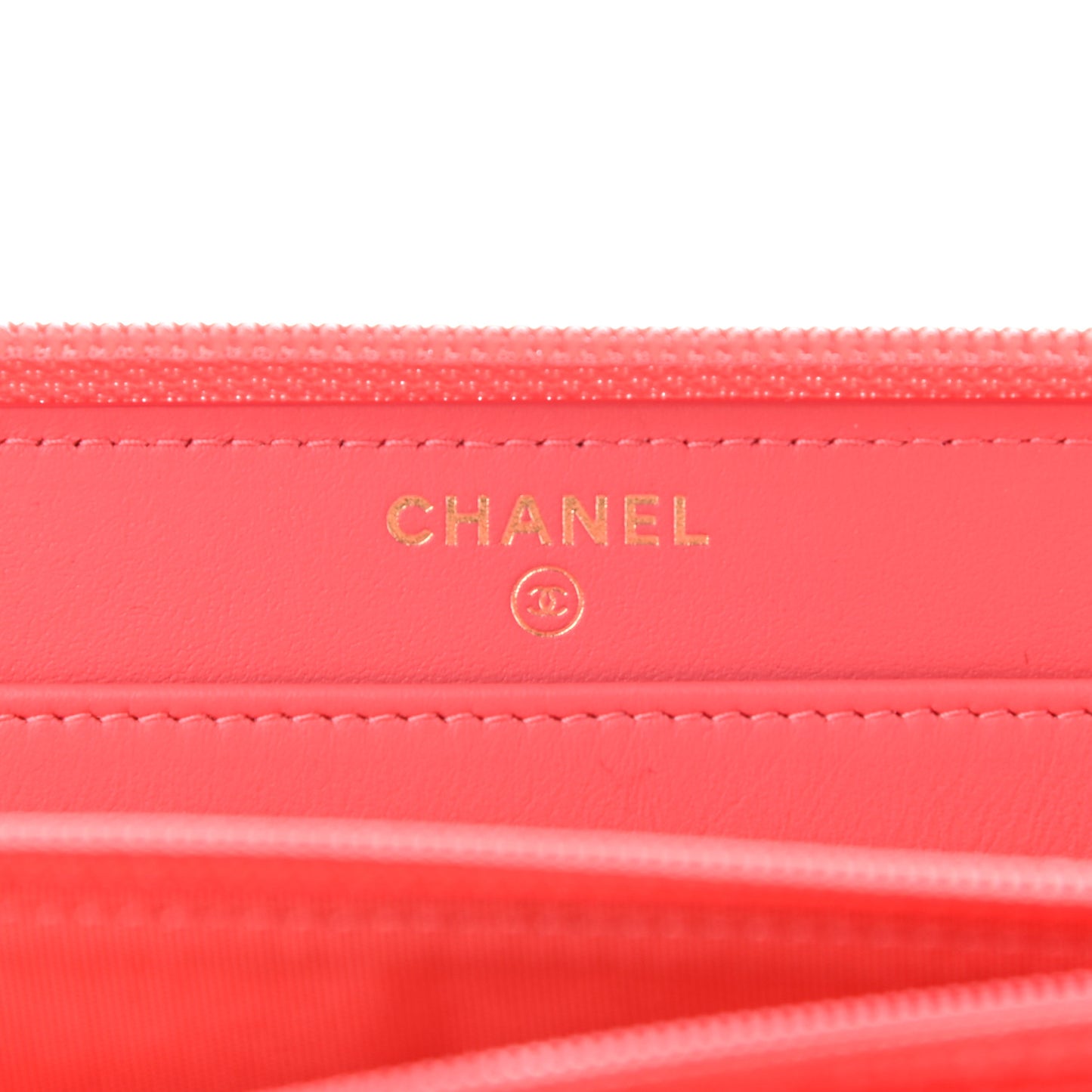 Caviar Quilted Large Boy Zip Around Wallet Coral