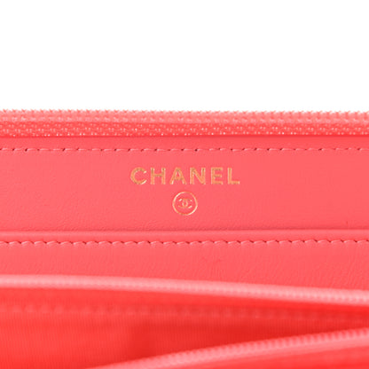 Chanel Caviar Quilted Large Boy Zip Around Wallet Coral 7 of 11