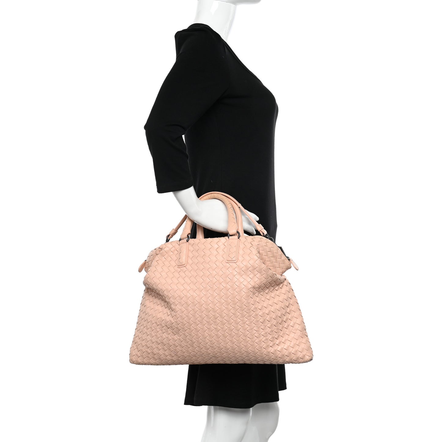 Nappa Intrecciato Medium Convertible Tote Flamingo