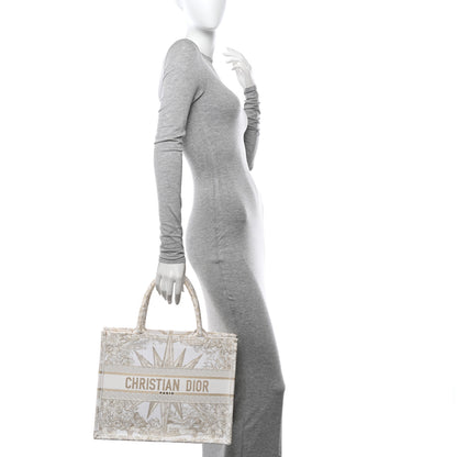 Christian Dior Canvas Embroidered Medium Reve d'Infini Book Tote Gold 2 of 13