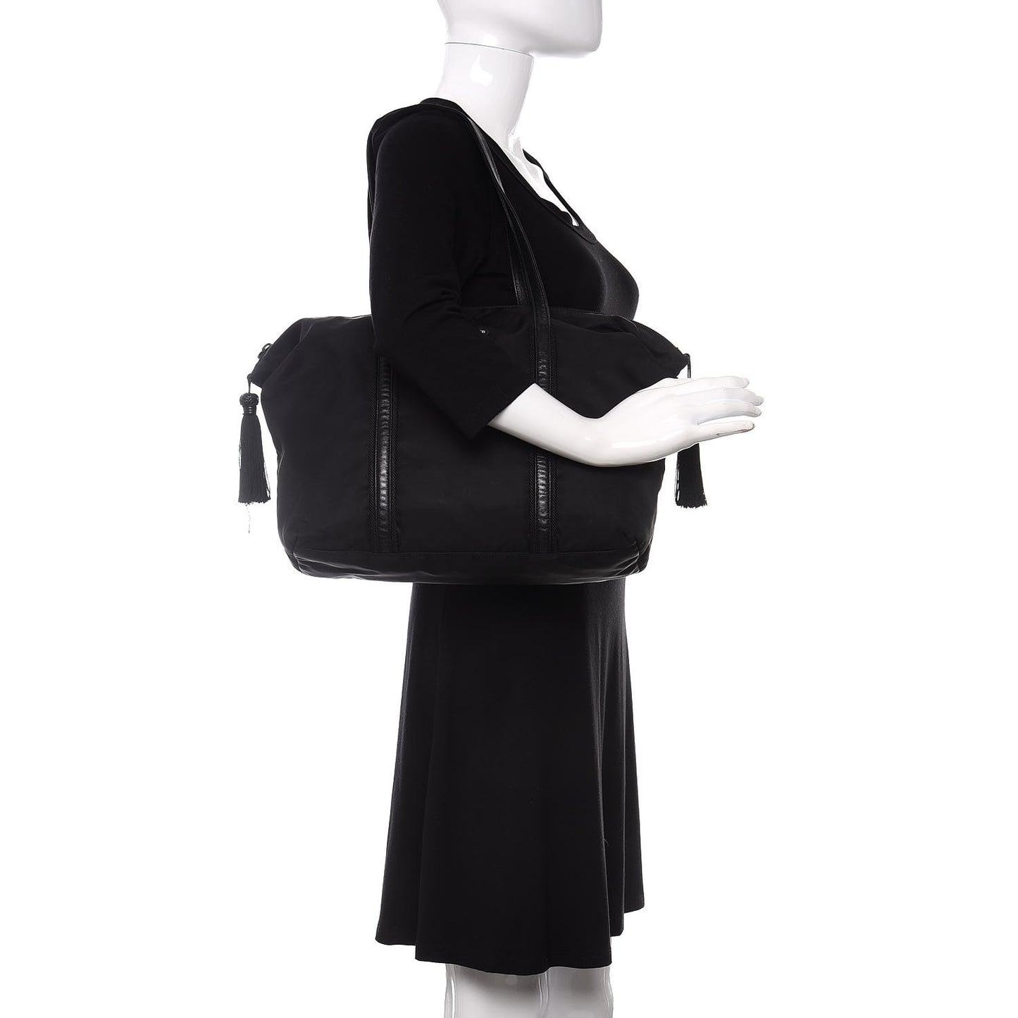 Tessuto Nylon Tassel Duffel Bag Black