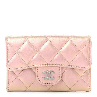 Chanel Iridescent Calfskin Quilted Flap Card Holder Wallet Pink 1 of 8