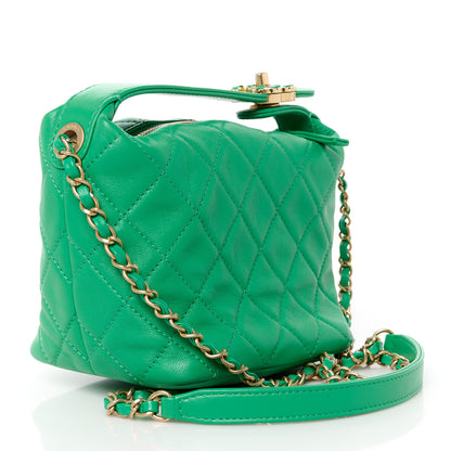 Chanel Lambskin Quilted Small Perfect Meeting Hobo Green 3 of 10