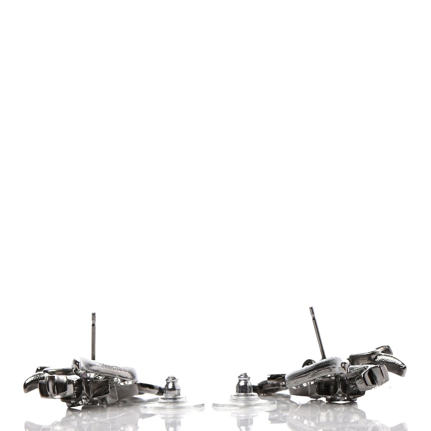 Crystal Baguette CC Wing Star Earrings Silver
