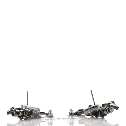 Chanel Crystal Baguette CC Wing Star Earrings Silver 3 of 4