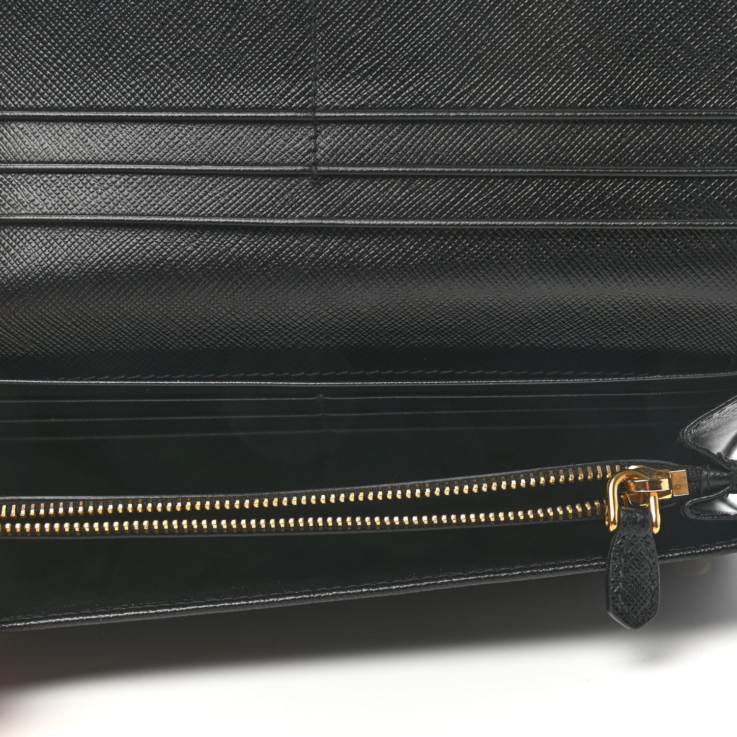 Prada Saffiano Metal Continental Flap Wallet Black 5 of 7