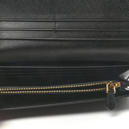 Prada Saffiano Metal Continental Flap Wallet Black 5 of 7