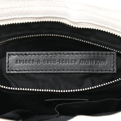 Balenciaga Matte Supple Lambskin Crocodile Embossed Classic Silver Hardware S City White 8 of 16