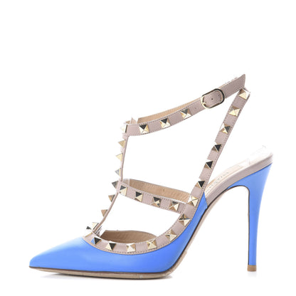 Valentino Garavani Nappa Rockstud Ankle Strap Pumps 36 Blue Poudre 1 of 7