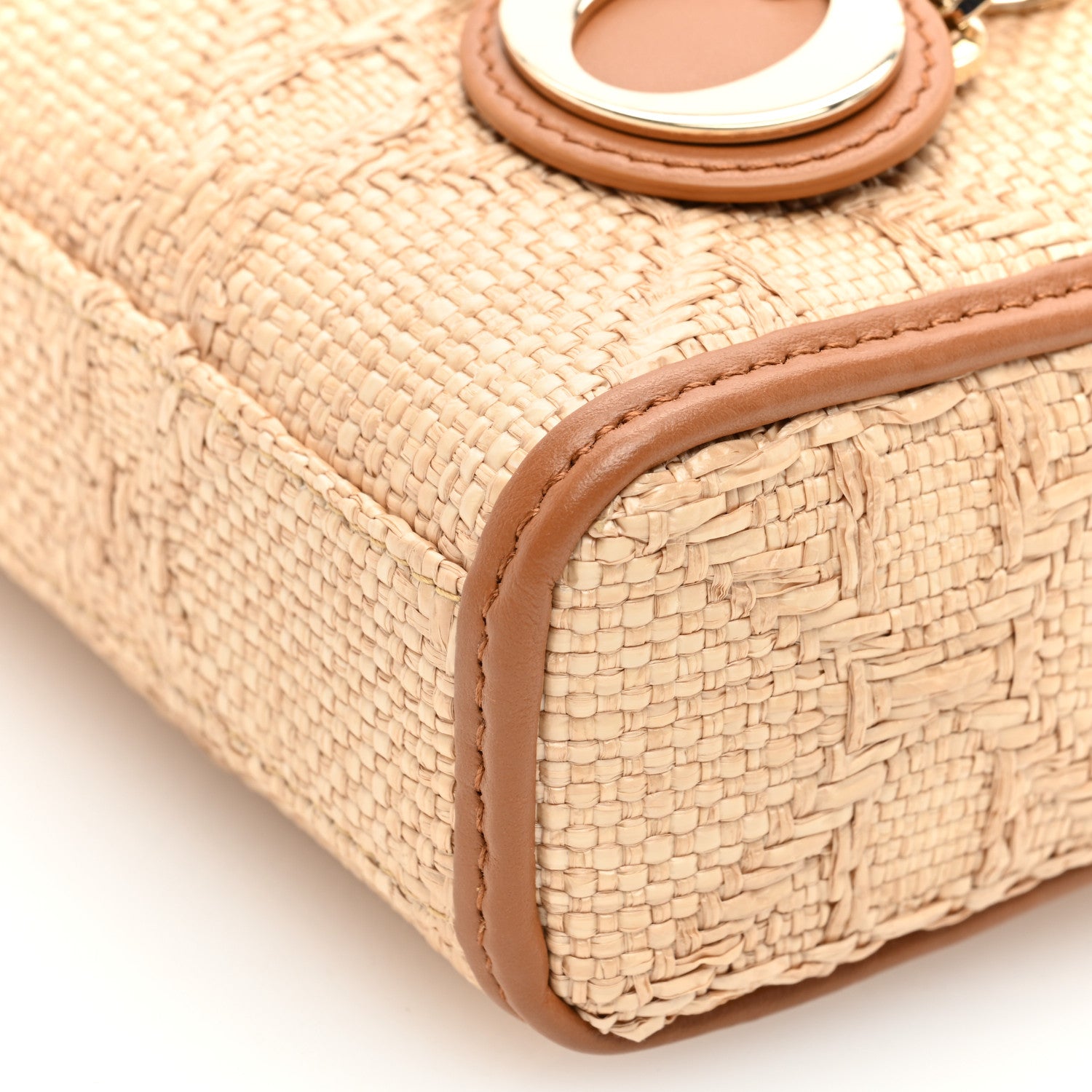 Christian Dior Raffia Micro Cannage Lady D-Joy Natural 1548174