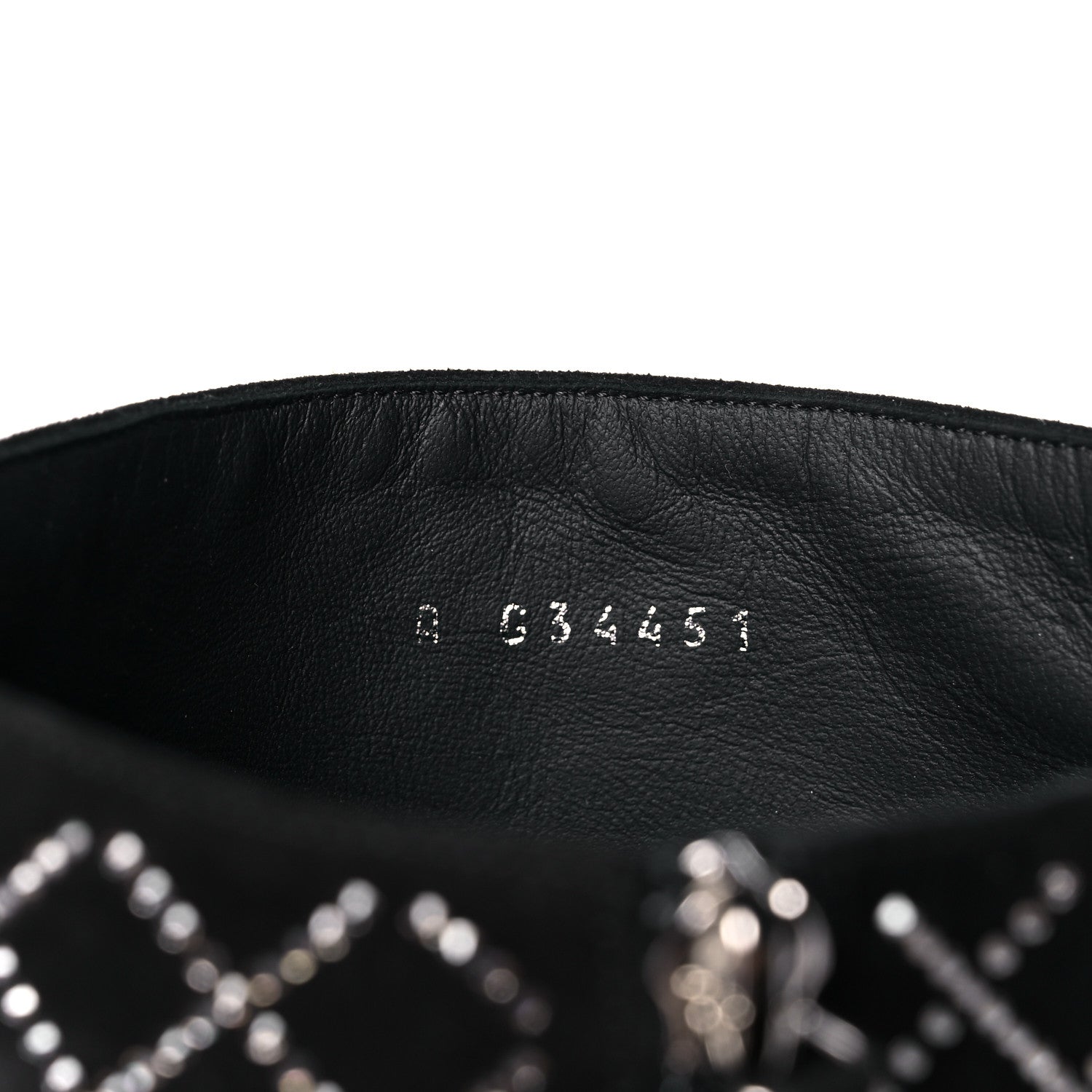 Chanel Kid Suede Strass Knee High Boots 38.5 Black 8 of 10