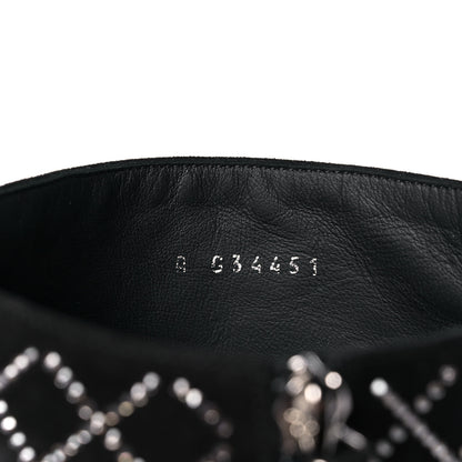 Chanel Kid Suede Strass Knee High Boots 38.5 Black 8 of 10