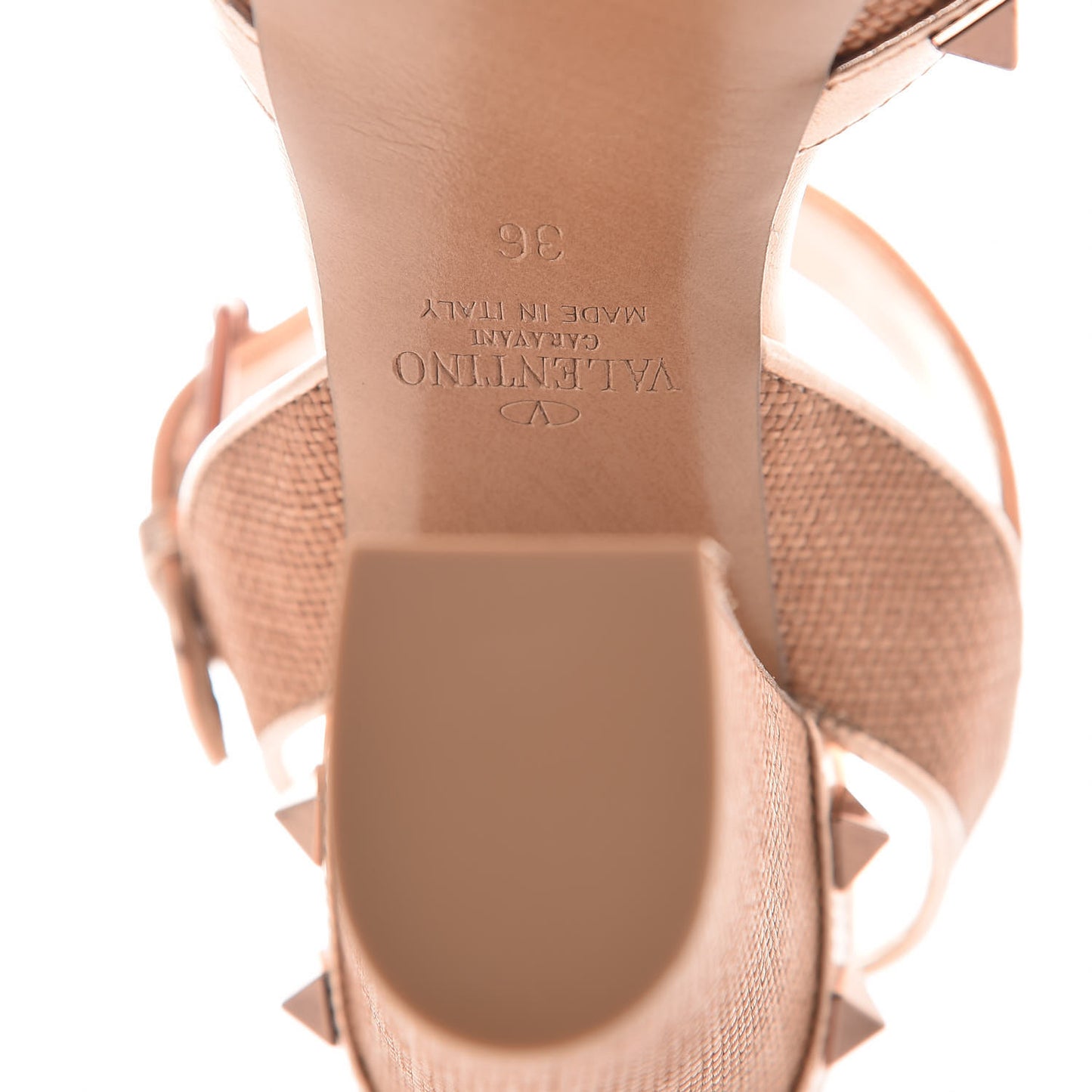 Raffia Woven Rockstud 75/125mm Platform Sandals 36 Naturale Rame