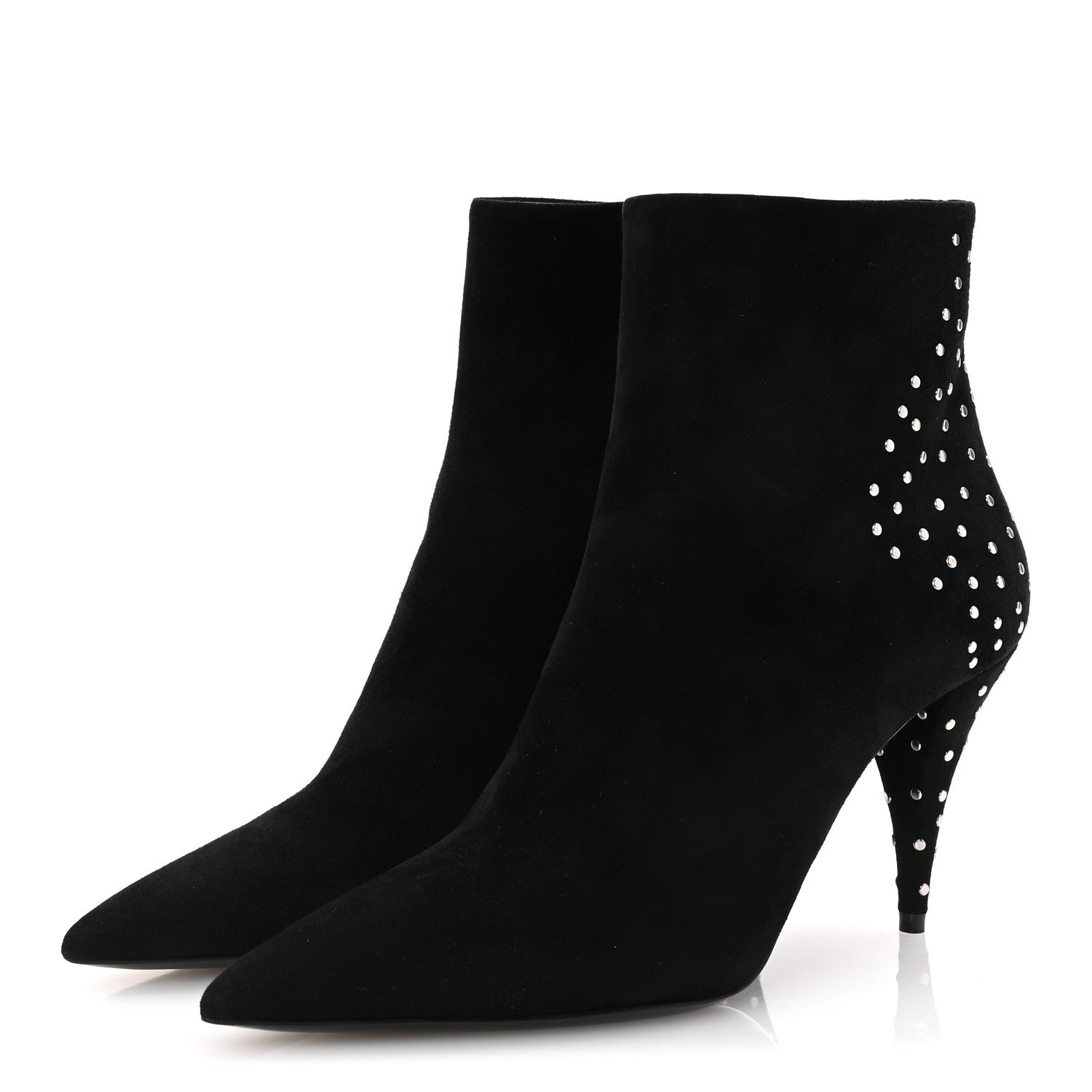 Saint Laurent Suede Studded Kiki 85 Zip Boot 37 Black 4 of 10