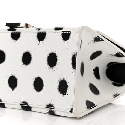 Balenciaga Smooth Calfskin Spray Polka Dot Small Hourglass Top Handle Bag White Black 10 of 12