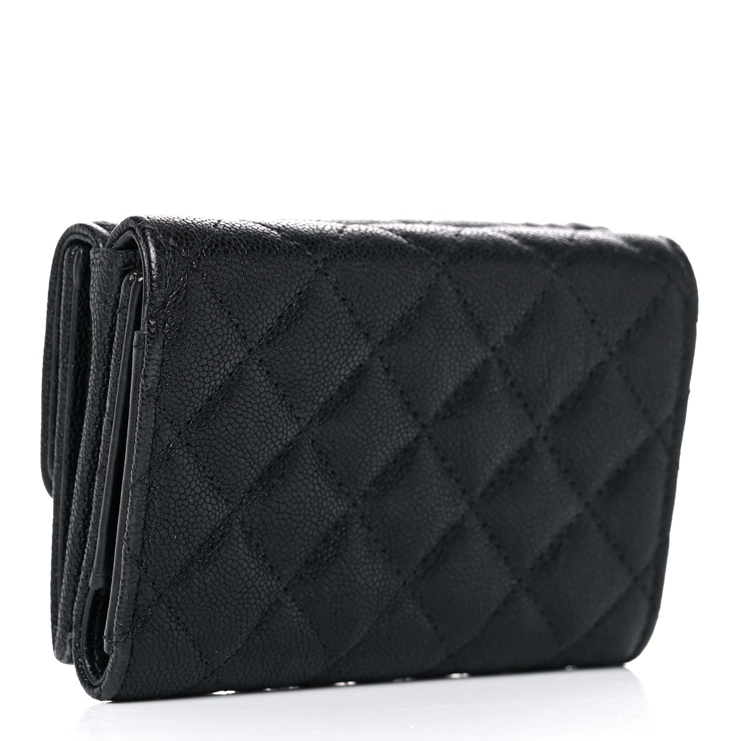 Caviar Quilted Small Boy Flap Wallet Black
