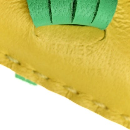 Hermes Milo Lambskin Hippo Bag Charm Lime Vert Comics Bleu Azteque 3 of 6