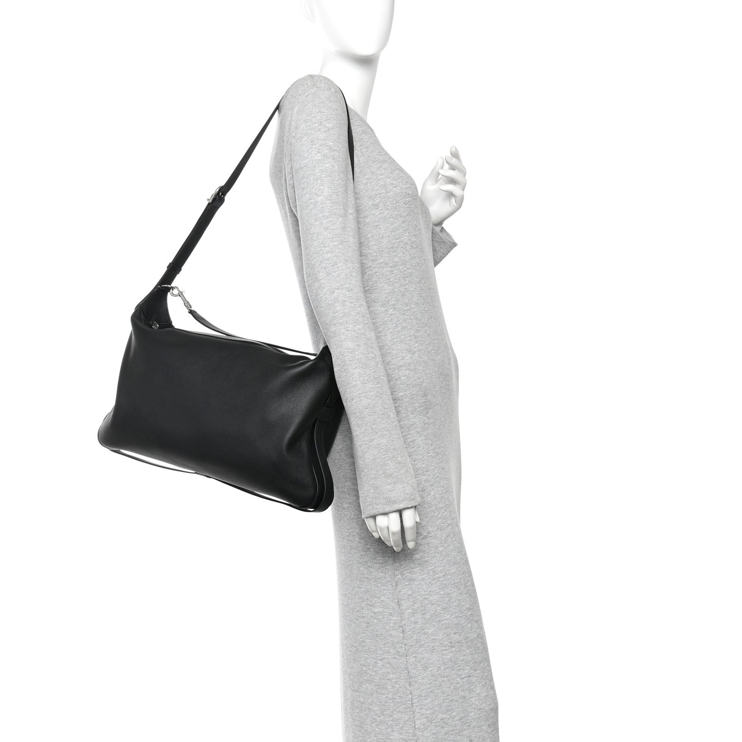 Supple Calfskin Large Romy Shoulder Bag Black