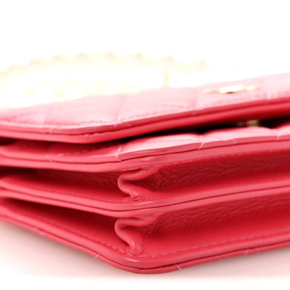 Chanel Calfskin Quilted Mini Maxi Pearls Wallet On Chain WOC Pink 9 of 10