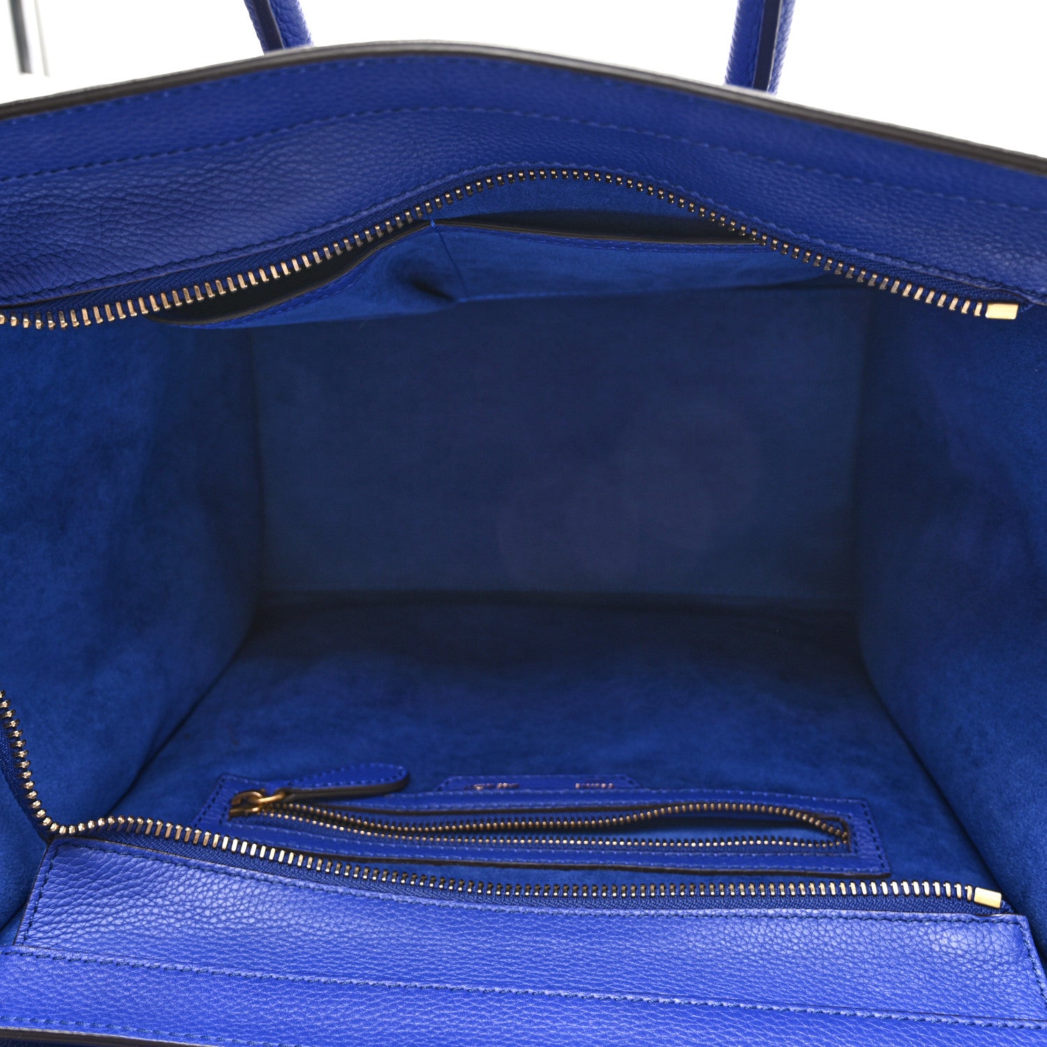 Celine Drummed Calfskin Mini Luggage Indigo 5 of 10