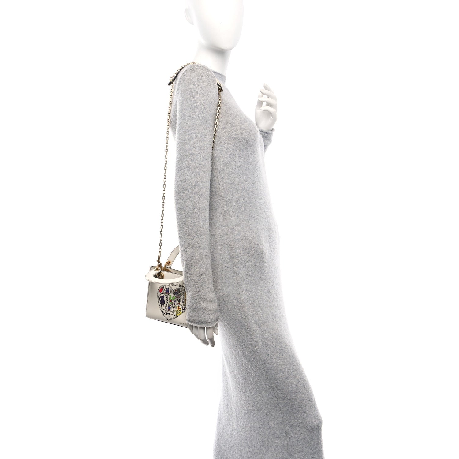 Christian Dior Calfskin Niki De Saint Phalle Heart Mini Supple Lady Dior Off White 2 of 15