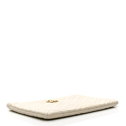 Gucci Calfskin Matelasse Chevron Heart GG Marmont Clutch Mystic White 4 of 10
