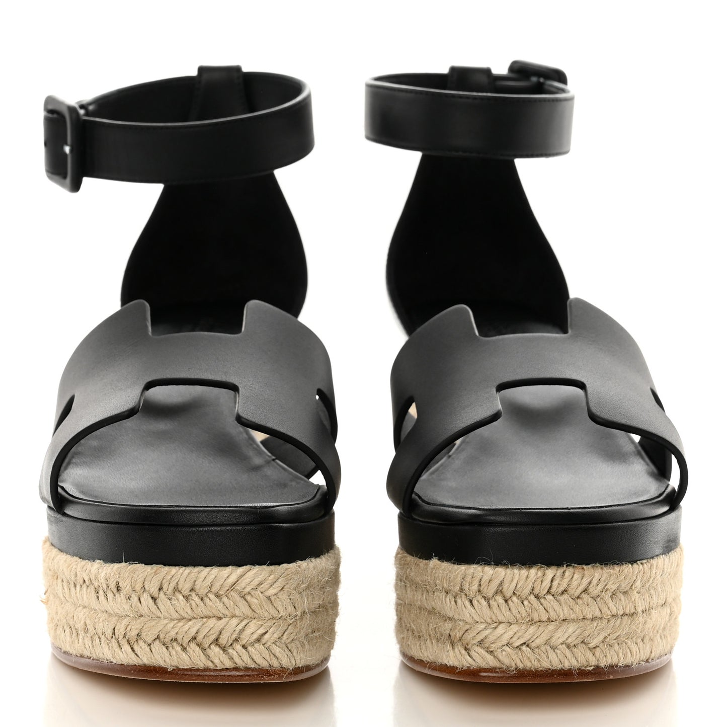 Goatskin Elda Espadrille Wedge Sandals 38 Black