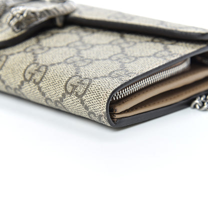 Gucci GG Supreme Monogram Dionysus Chain Clutch Wallet Beige Taupe 8 of 9