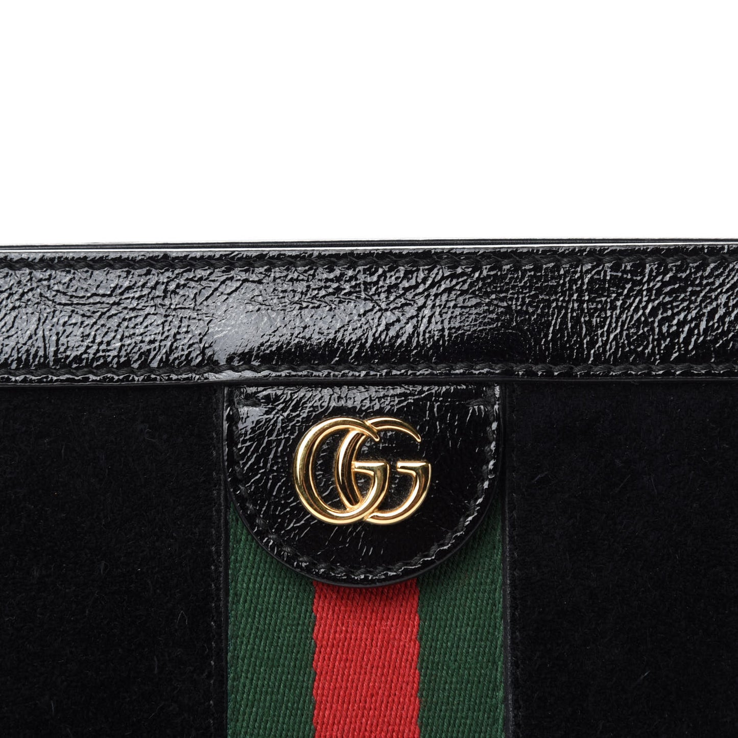 Suede Patent GG Web Small Ophidia Chain Shoulder Bag Black