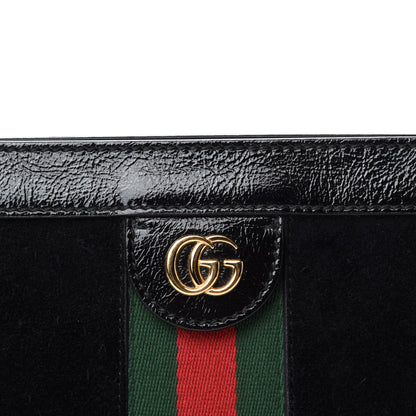Gucci Suede Patent GG Web Small Ophidia Chain Shoulder Bag Black 10 of 10