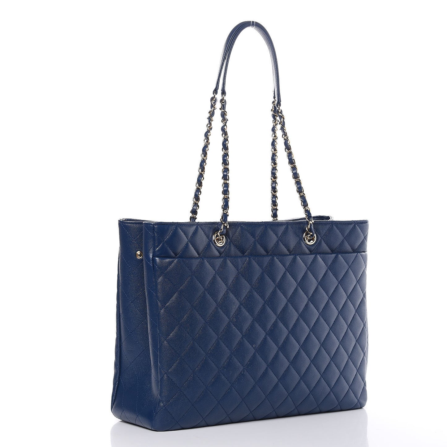 Caviar Quilted Large Classic Shopping Tote Blue