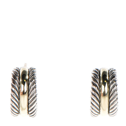 David Yurman Sterling Silver 14K Yellow Gold 16mm Cable Classics Hoop Earrings 3 of 6