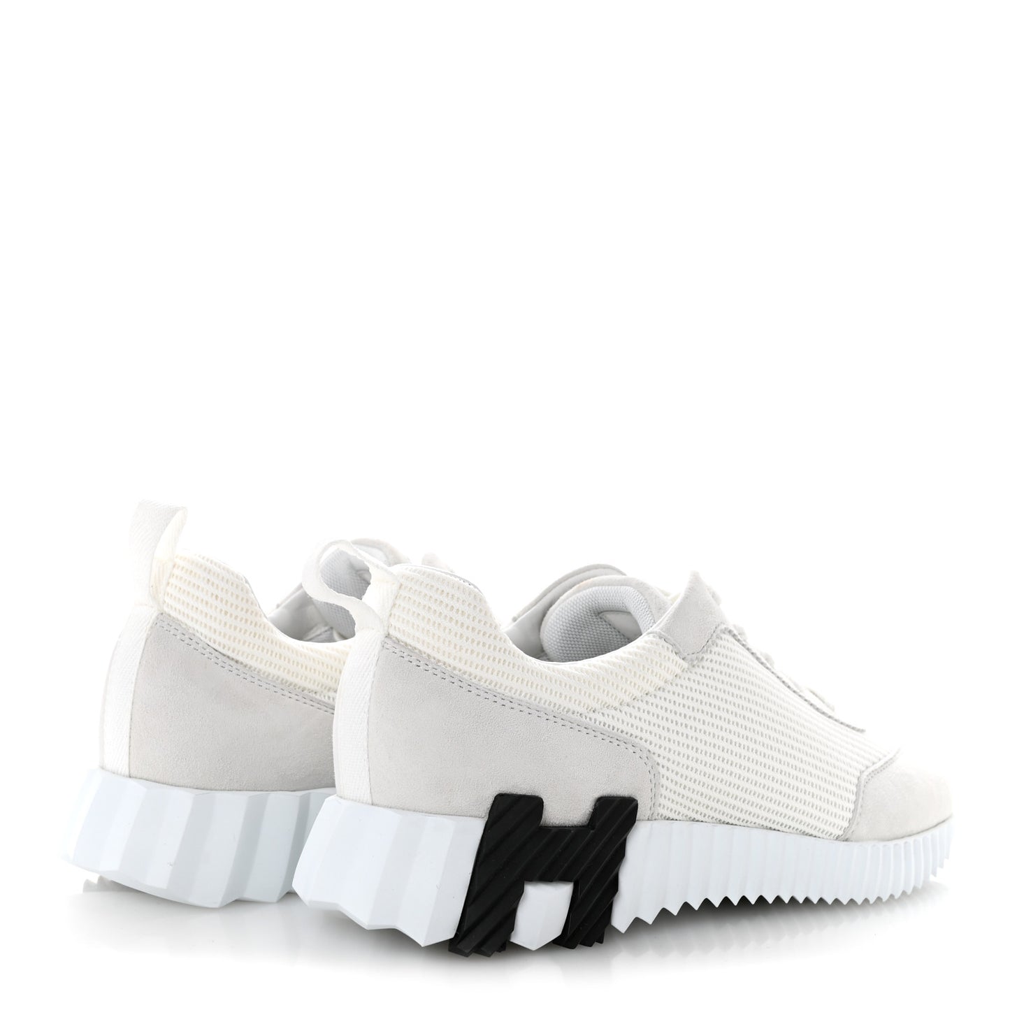 Technical Mesh Suede Goatskin Bouncing Sneakers 37 White