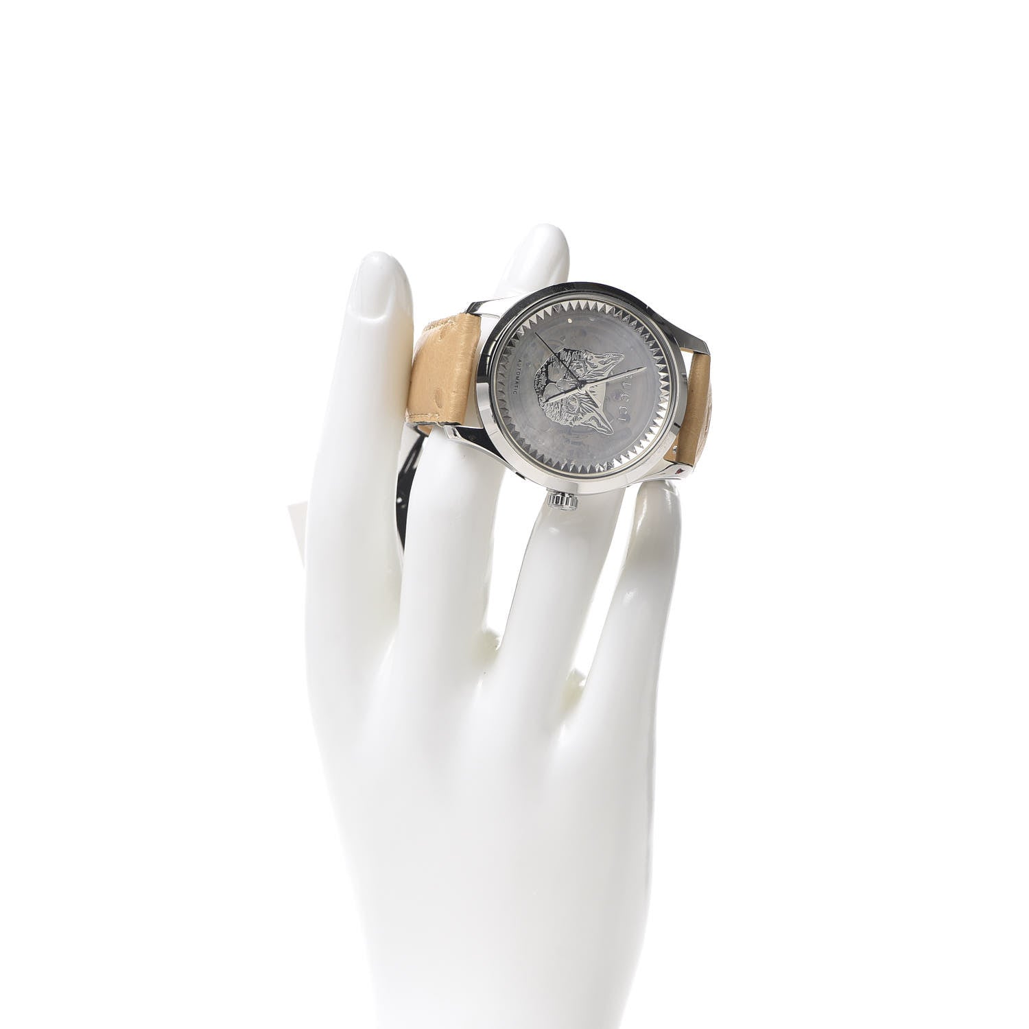 Gucci Stainless Steel Ostrich Mother of Pearl 38mm G-Timeless Cat Automatic Watch 2 of 8