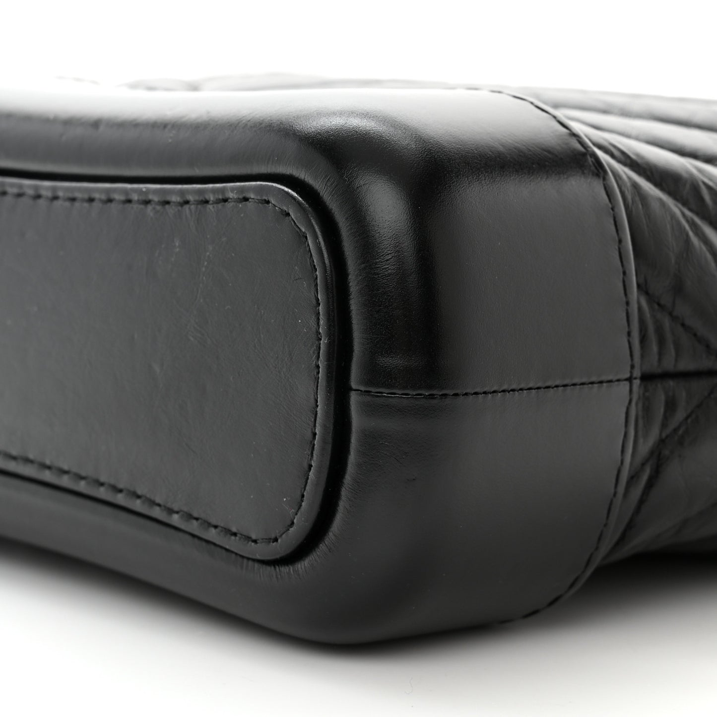 Aged Calfskin Chevron Quilted Small Gabrielle Hobo Black