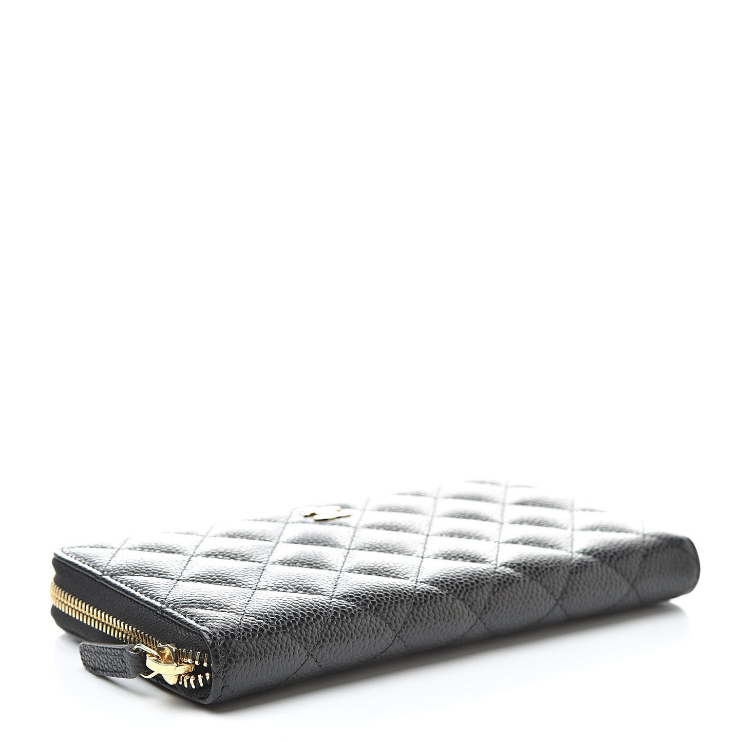 Caviar Quilted Large Gusset Zip Around Wallet Black
