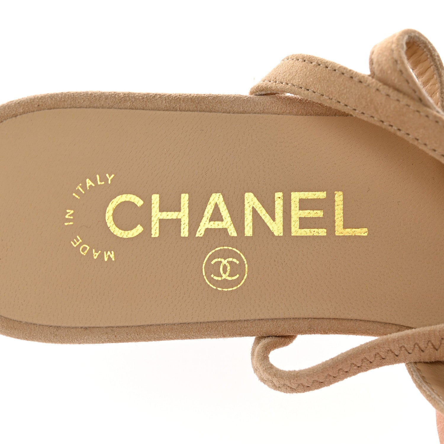 Chanel Suede Cap Toe CC Slingback Pumps 36.5 Beige Black 7 of 10