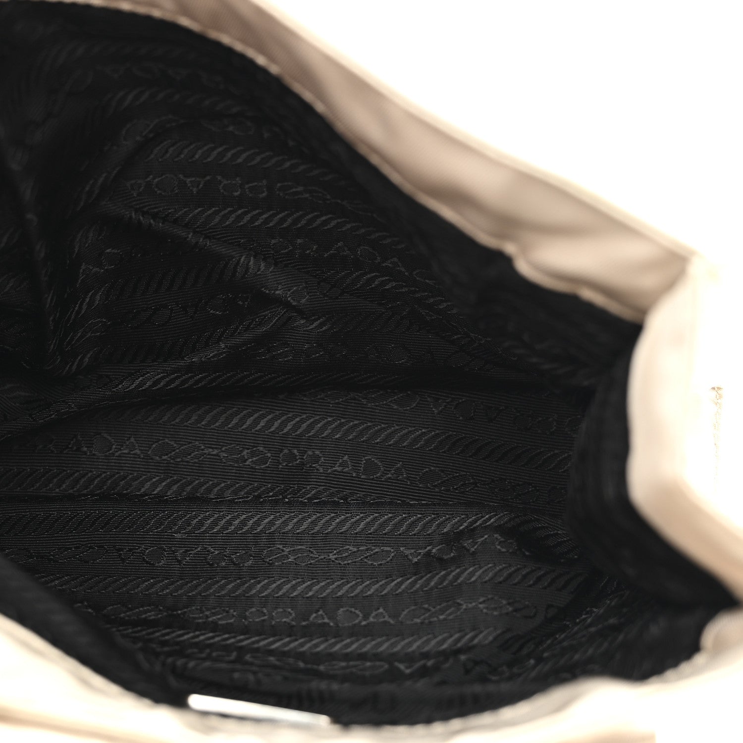Prada Satin Logo Clutch Sabbia 5 of 7