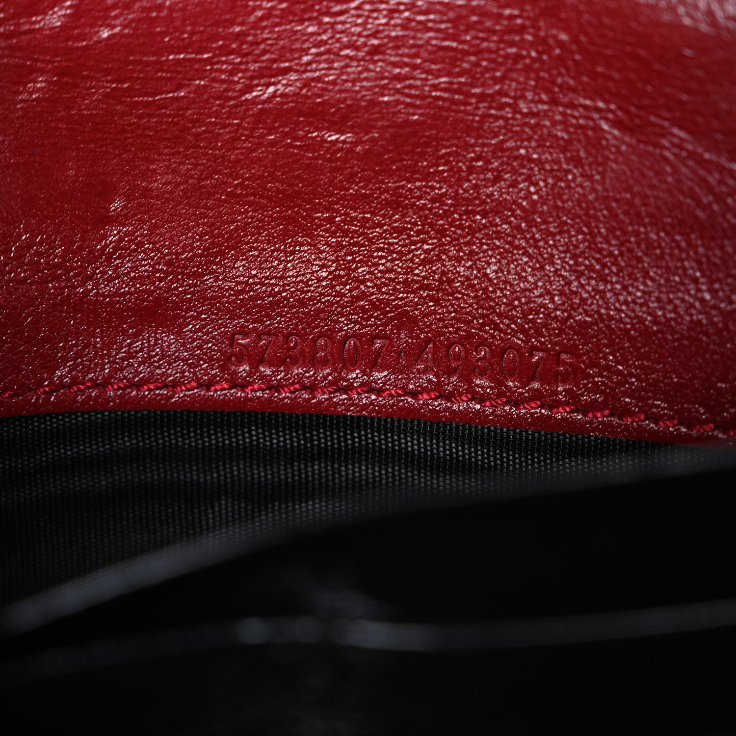 Gucci Vintage Effect Calfskin Matelasse Diagonal Torchon GG Marmont Chain Wallet Black Romantic Cherry 7 of 10