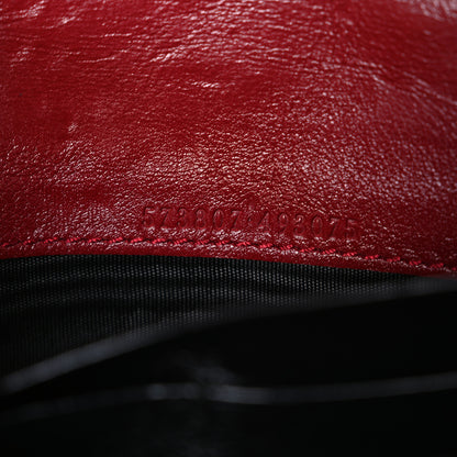 Gucci Vintage Effect Calfskin Matelasse Diagonal Torchon GG Marmont Chain Wallet Black Romantic Cherry 7 of 10