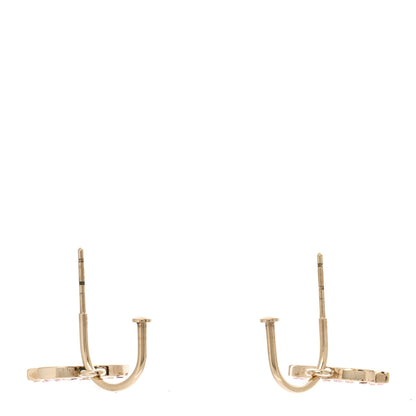 Chanel Crystal CC Hoop Drop Earrings Gold Pink 3 of 5