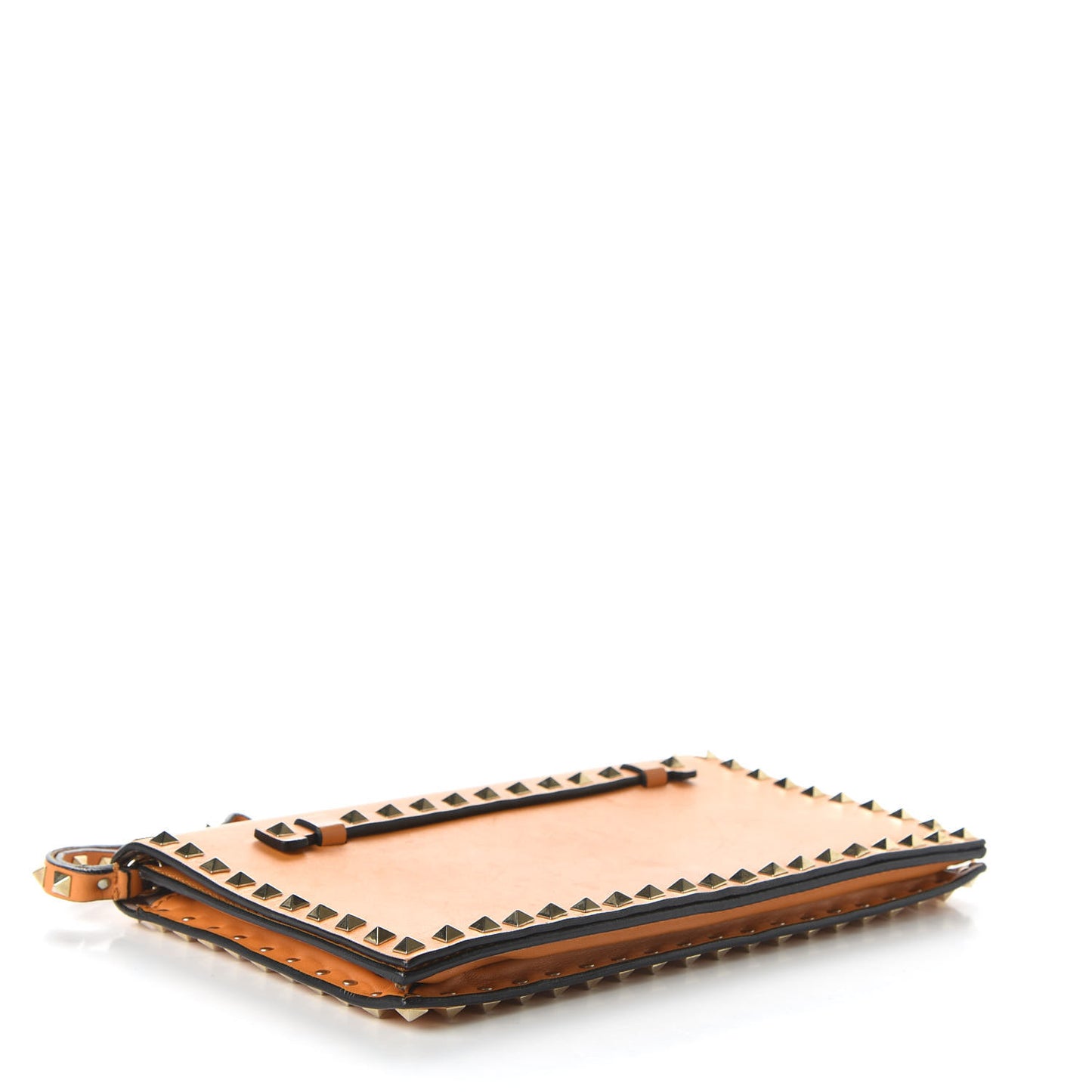 Nappa Rockstud Wristlet Clutch Orange Fluo